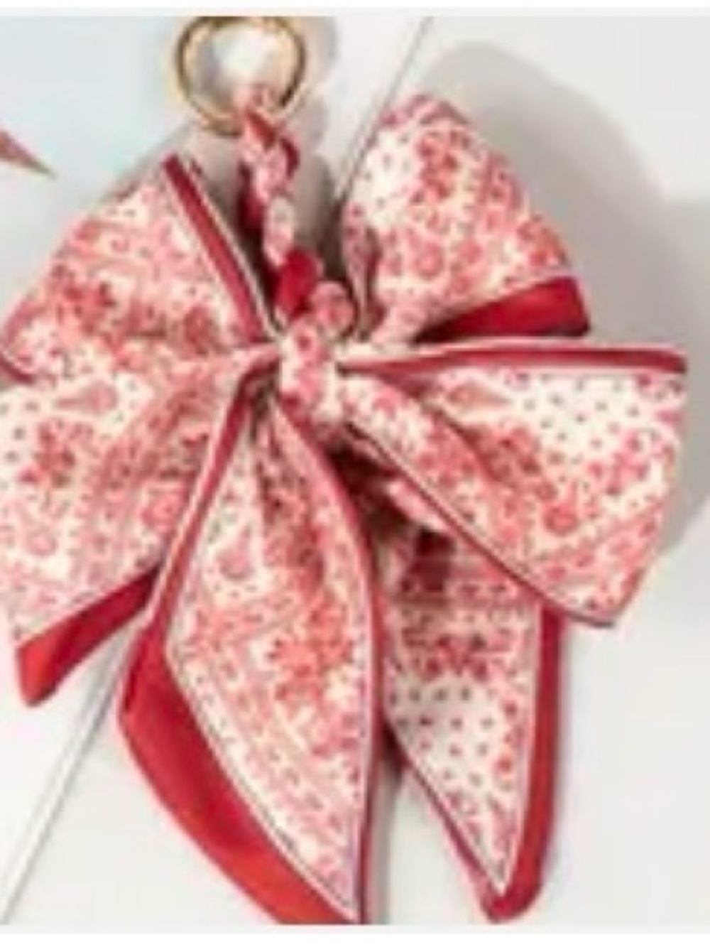 Red Floral Bow Scarf Key Charm - Women Bags Accessory - Picture 2 of 3
